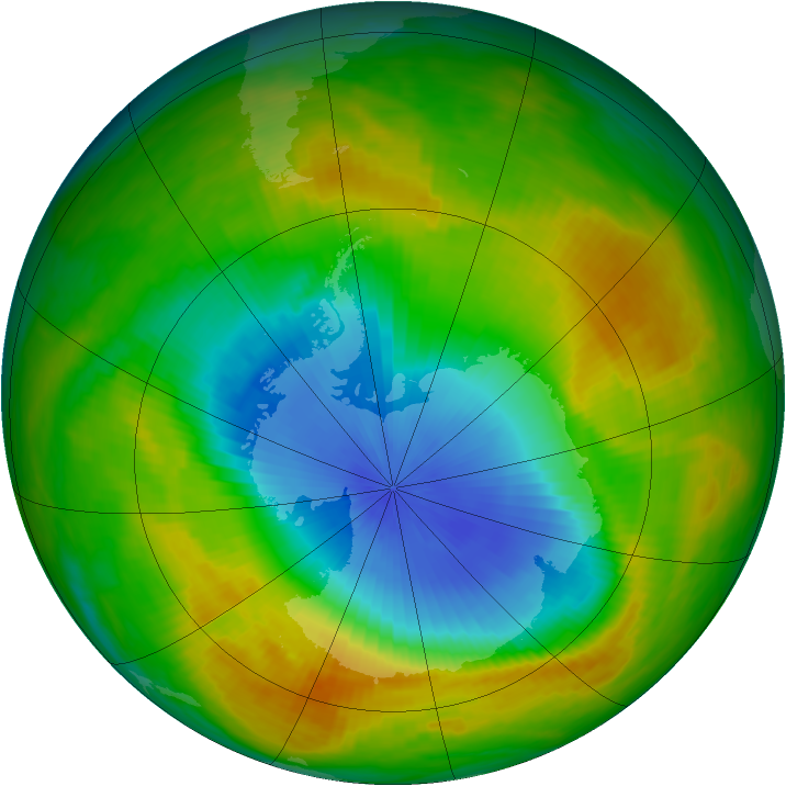 Antarctic ozone map for 10 November 1982
